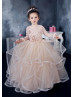 Champagne Tulle Heart Back Flower Girl Dress